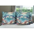 thumbnail image 5 of Ambesonne Whale Throw Pillow Cover Pack of 4, Aqua Art Deep Ocean Cartoon, 4 Pcs-26" x 26", Sea Blue and Coral, 5 of 5