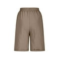 thumbnail image 6 of Lenpel Bermuda Shorts for Women Elastic High Waisted Drawstring Button Front Knee Length Shorts Summer Casual Shorts with Pockets, 6 of 7