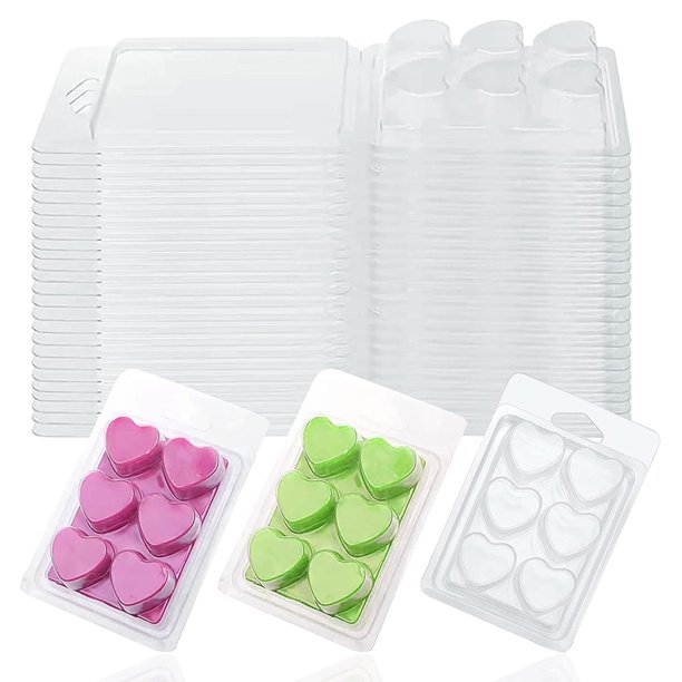 Gwong hogar 60pcs/2set Molde de fusión de cera 6 Cavidades Sellado Sellado Forma plástica Cera Melt Flehip Contenedor Herramienta de aromaterapia Gwong 21095943