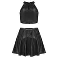 thumbnail image 4 of Doomiva Kids Cheer Outfit Hip Hop Dance Sets Shiny Skirt And Top Set for Cheerleading Competitions Performance Black 10-14, 4 of 5