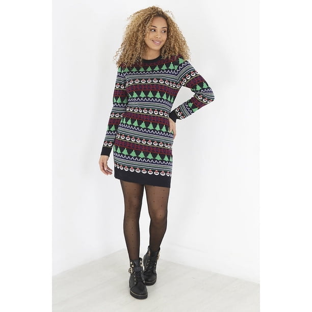 Brave Soul - Vestido Navideño Diseño Fairisle para Mujer (Azul Marino/Multi)