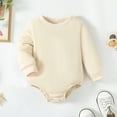 thumbnail image 2 of Newborn Baby Girls Clothes Baby Girls One-piece Romper Bodysuit 0-3 Months Girls Long Sleeve Round Neckline Solid Color Romper Bodysuit Apricot, 2 of 7