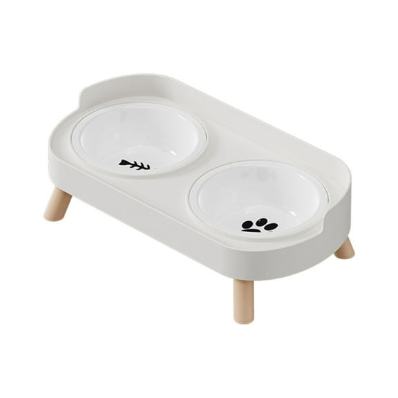 AOOOWER Elevated Ceramic Pet Double Bowls Feeding Dishes Dishwasher Safe Food Container