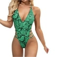 thumbnail image 4 of Aoochasliy Swimsuit Clearance Women One-Piece Snake Print Bikini Push-Up Pad Swimwear Hollow Out Swimsuit Beachwear, 4 of 7
