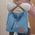 thumbnail image 4 of Bolso bandolera de lona, se puede llevar en dos hombros, espalda y diagonal. Azul claro, 4 of 5