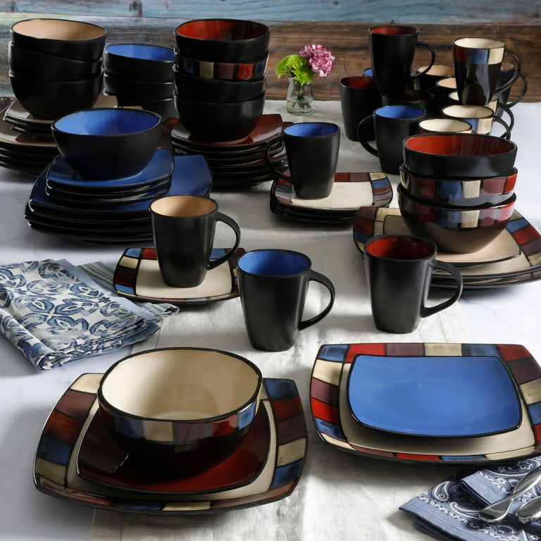 Gibson Home Soho Lounge Square Stoneware 16 Piece Dinnerware Set
