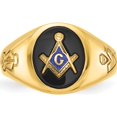 thumbnail image 4 of 14K Yellow Gold Ibgoodman Men's Polished And Grooved With Oval Onyx Blue Lodge Master Masonic Ringsize 10 (Width 13.7) - Jbsp, 4 of 5