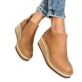 thumbnail image 5 of jsaierl Women's Shoes Wedge Heel Ankle Boots Flat Side Zipper Round Toe Solid Color Nude Platform Boots, 5 of 5