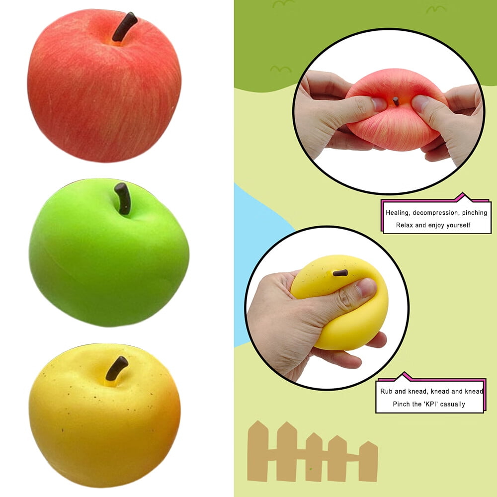 FASLMH 2 Pieces Apple Stress Ball Fruit Stress Ball with Pinch