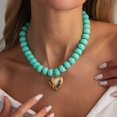 thumbnail image 3 of NICKSUN Chunky Heart Necklaces for Women, Colorful Resin Beaded Choker Necklace, Cute Gold Puffy Heart Statement Necklace Trendy Acrylic Choker Jewelry Gift, 3 of 6