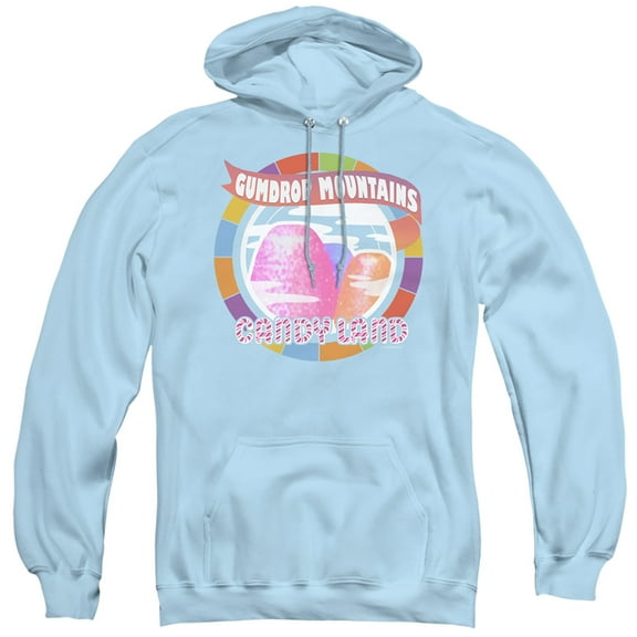 Candy Land Gumdrop Mountains Adult Pullover Hoodie Sweatshirt Light Blue