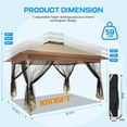thumbnail image 4 of COBIZI 10x15 Pop-Up Gazebo with Mosquito Netting, Outdoor Patio Canopy Tent with 2-Tier Ventilated Roof, 3 Adjustable Heights, Provides 150 Sq Ft Shade, Beige, 4 of 12