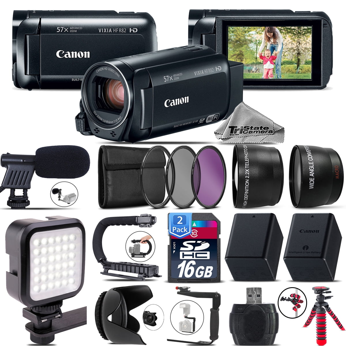 Canon VIXIA HF R800 + Mic + LED + Telephoto & Wide Angle Lens &More