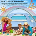 thumbnail image 4 of Twfbrm Beach Tent for 3/4 Person - Easy Setup Sun Shade Shelter, Portable Beach Shade Sun Canopy with UPF 50+ UV Protection, Removable Windows Family Size, 4 of 6