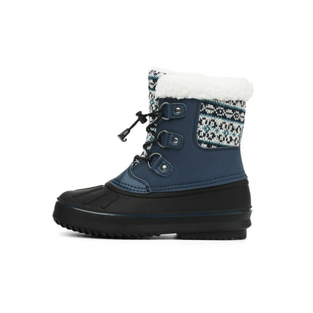 

Woobling Toddler Non-Slip Winter Shoes Snow Mid-Calf Boot Outdoor Breathable Warm Lined Duck Boots Blue 2.5Y
