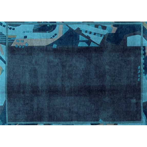 Ahgly Company Indoor Rectangle Abstract Light Blue Modern Area Rugs, 5' x 8'