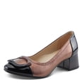 thumbnail image 2 of Azura Women's BABYSTEPS Slip-On Pump – Metallic Leather with Sculptural Buckle and Architectural Block Heel, 2 of 9