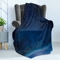 thumbnail image 4 of Moon Soft Flannel Fleece Throw Blanket, Winter Season Wonderland Starry Sky Night Forest Landscape Scenery Print, Cozy Plush for Indoor and Outdoor Use, 50" x 70", Dark Blue, by Ambesonne, 4 of 5