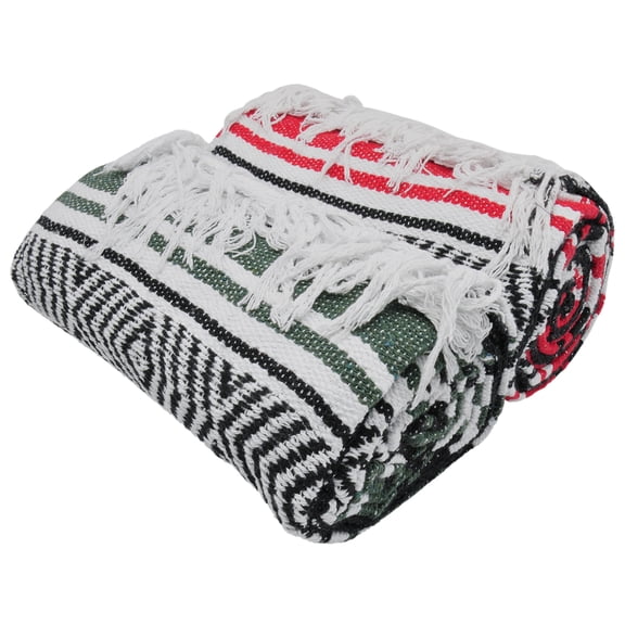 BlackCanyon Gear Falsa Blanket Rolled Cotton Blend OL124 Mexican Style Saddle Yoga Beach Blanket Aztec Throw Colorful Serape - 4FT x 6FT