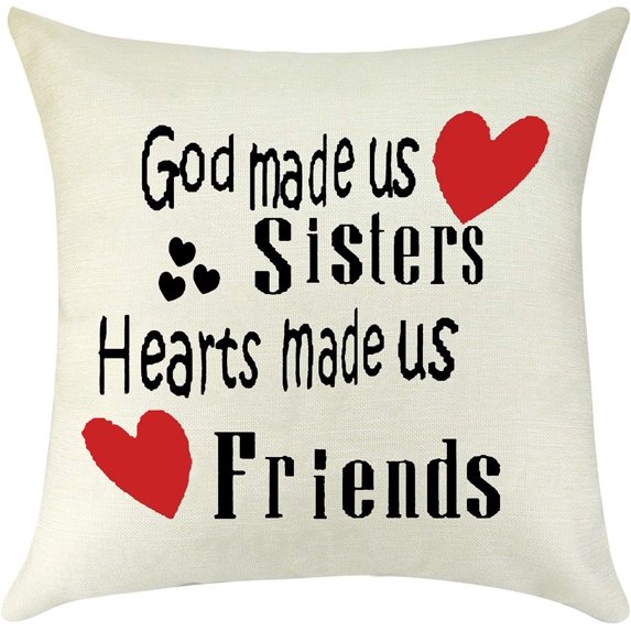 Best Friends Sister Gifts for Girls Throw Pillow Covers Friendship Birthday Gifts for Sister in Law Bonus Sister Big Sister Bridesmaid Pillowcase Graduation Gift for Her Cushion Cover Wedding Gift