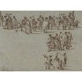 thumbnail image 2 of Francesco Guardi 14x11 Gold Ornate Wood Frame and Double Matted Museum Art Print Titled - Studies of Walking Figures (1712-93), 2 of 4