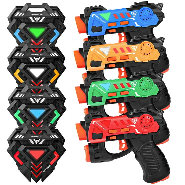 Set de pistolas láser KIZJORYA para niños de 8 a 12 años con 4 chalecos y 4 pistolas