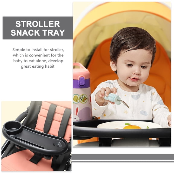 PTOOTP Stroller Universal Snack Tray Plastic Stroller Tray with Cup Holder 1Pack