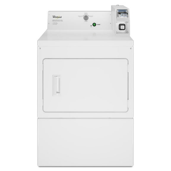 WHIRLPOOL CEM2745FQ Commercial Electric Super-Capacity Dryer, Coin-Slide and Coin-Box White
