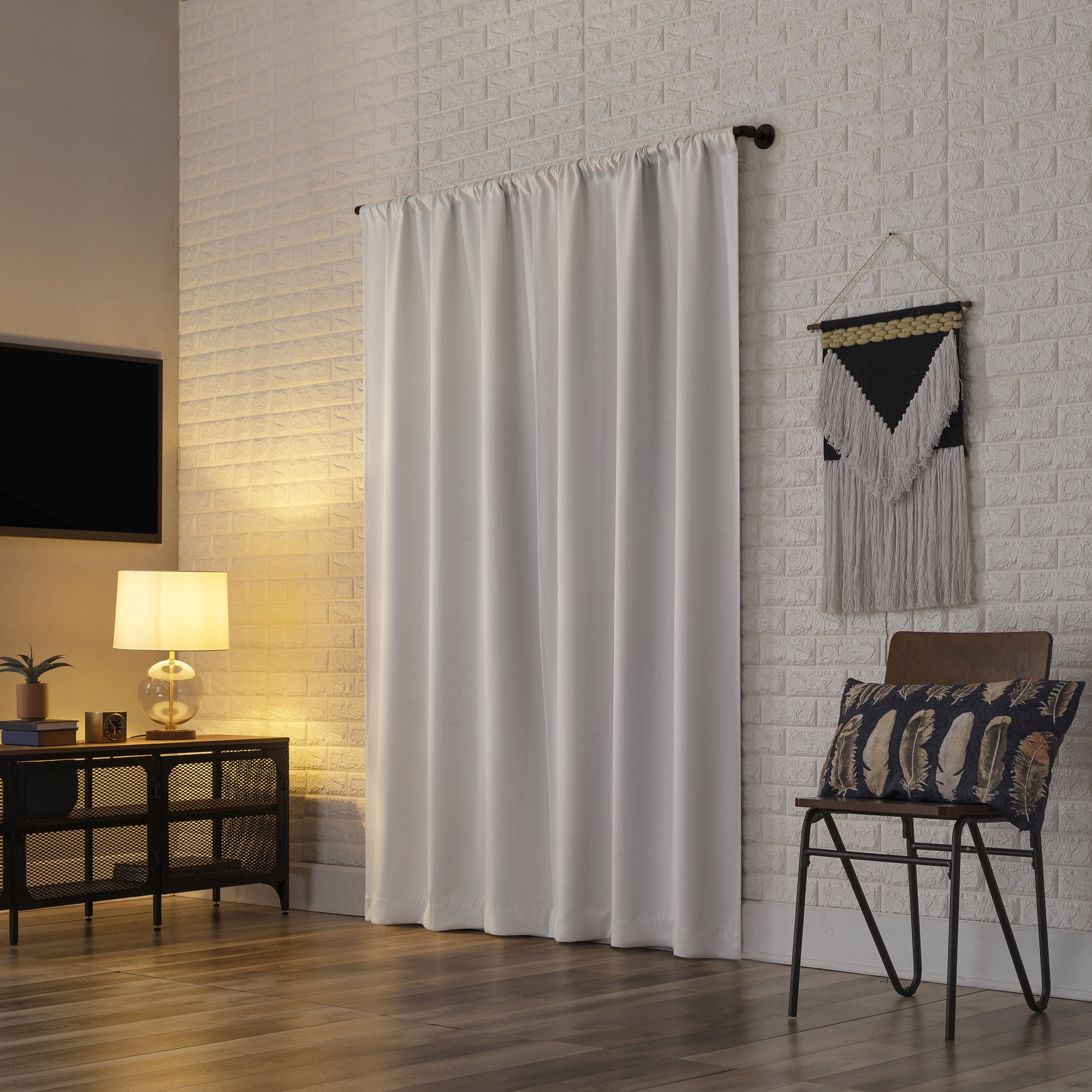 Sun Zero Bergen Theater Grade Extreme 100% Blackout Rod Pocket Curtain Panel, 40"X96", White