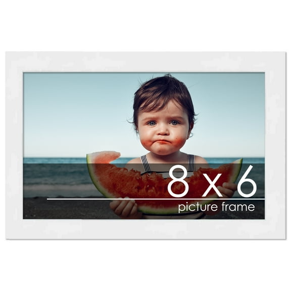 8x6 Frame White Complete Wood Picture Frame with UV Acrylic, Foam Board Backing, & Hardware