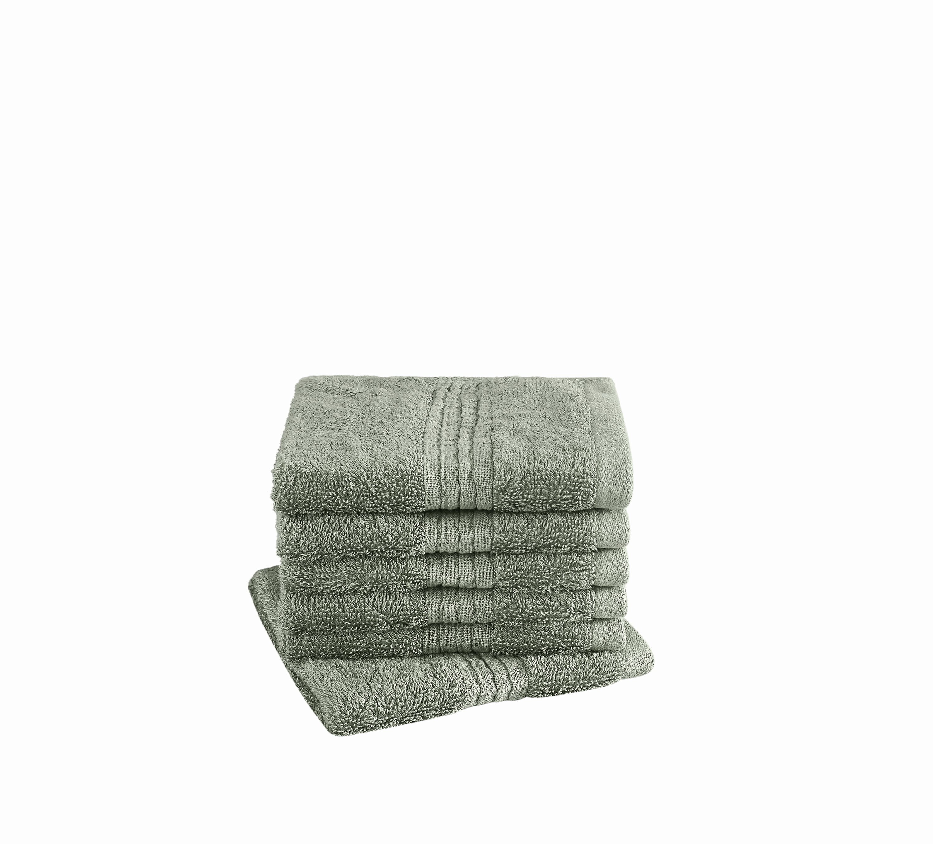 Cannon Cotton TENCEL™ 60% Cotton/ 40% TENCEL™ Soft 6 Pack Wash Cloth in Sage Green, All Season, Adult Size, OEKO-TEX Certified