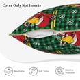 thumbnail image 5 of Fotbe Vintage Santa Skiing Green Plaid Pattern Velvet Decorative Throw Pillow Covers with Elegant Piping, Soft Plush Cushion Cover for Sofa, Bed, Car, Office-16"x16", 5 of 8