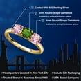 thumbnail image 2 of Gem Stone King 18K Yellow Gold Plated Silver Green Chrome Diopside and Pink Lab Grown Diamond Engagement Ring for Women | 1.50 Cttw | Round 5MM | Gemstone Birthstone | Size 8, 2 of 6