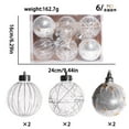 thumbnail image 2 of AuroraX Art Deco Christmas Decoration Set 6 Pcs Plastic Silver Hanging Ball Ornaments Decorative Glitter 3.1" Mesh Hand-Painted for Birthday,Christma Tree Decor, 2 of 4