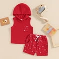 thumbnail image 2 of Okbabeha Toddler 4th of July Outfit Baby Boy Stars Sleeveless Tank Top Shorts Fourth of July Clothes Independence Day, 2 of 7
