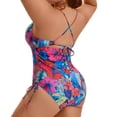 thumbnail image 4 of Agnes Orinda Women's Plus Size 1 Piece Swimsuit Print Cross-Back Straps Tummy Control Bathing Suit Cutout Monokini Swimwear 2X Pink Orange Floral, 4 of 8
