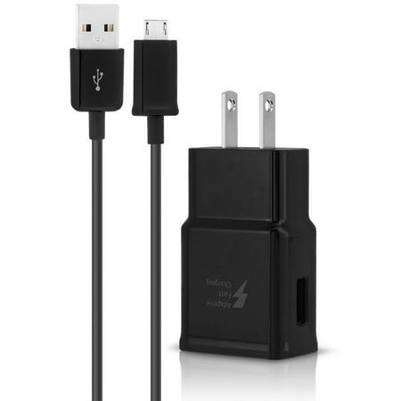 Virgin Mobile Samsung Galaxy S5 / Galaxy S5 Sport Adaptive Fast Charger Micro USB 2.0 [1 Wall Charger + 5 FT USB Cable] AFC uses dual voltages for up to 50% faster charging! BLACK - Bulk (Best Used Dual Sport)
