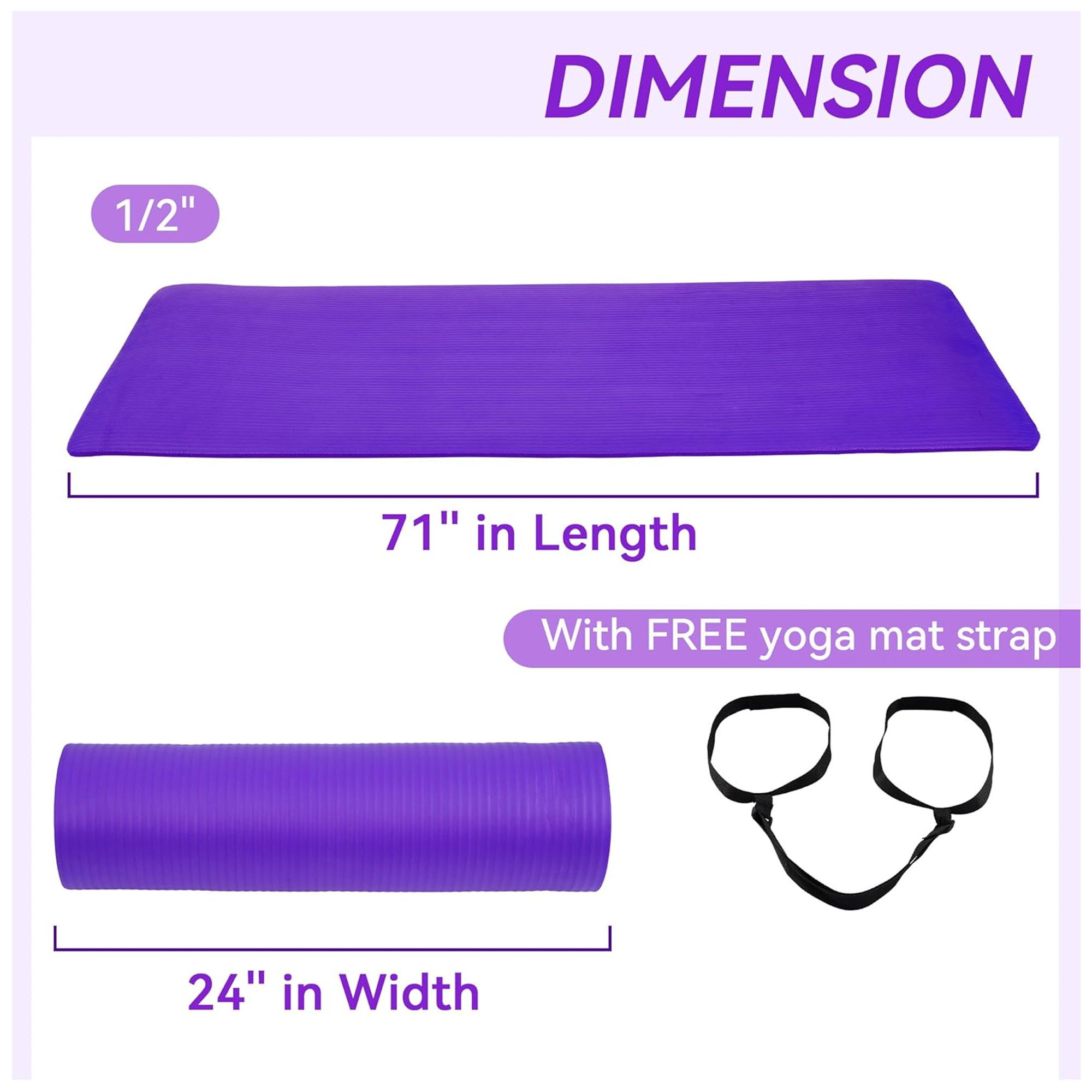 Fitvids 1/2-Inch Thick High Density Exercise Yoga Mat photo 2