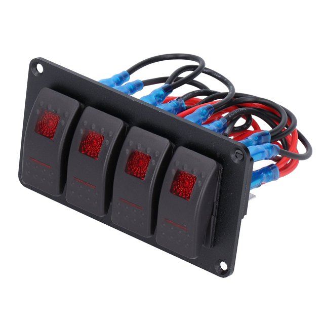 Toggle Panel, Waterproof Rocker Switch, Durable Practical Yachts For Vehicles Ships Blue Light,Red Light,Orange Light,Green Light