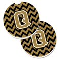 thumbnail image 1 of Letter Q Chevron Black & Gold Set of 2 Cup Holder Car Coaster, 1 of 1