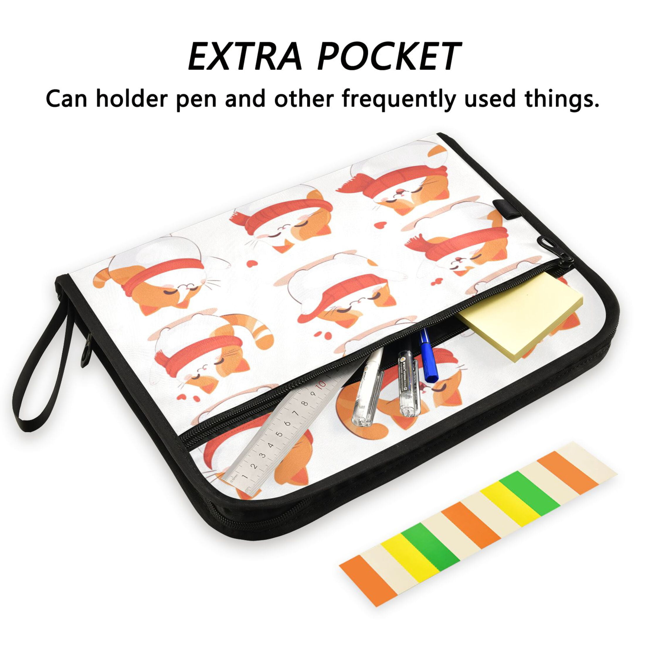 WOBOGO Chubby Cat Expanding File Folder Letter Size Accordion Filing Organizer 13 Pocket Separate Organ Pocket