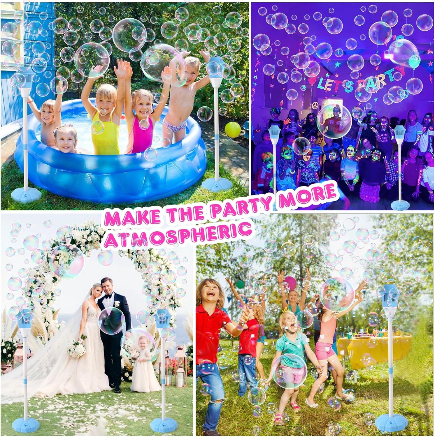 Splashy Surprises Bubble Maker, Automatic Standing Bubble Maker ,47-Inch Vertica,Bubble Stream, Stable Base, Three Adjustable Heights , Accompanied By Music,Ideal For Outdoor Play