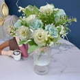 thumbnail image 6 of Diamond Rose Artificial Flowers | 5-Stems Blue Plastic Roses with 10 Mini Blooms | High-Simulation Home Decor | 32cm Tall Faux Floral Arrangement, 6 of 6