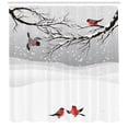 thumbnail image 3 of Ambesonne Winter Shower Curtain, Wintertime Cartoon Birds, 69"Wx75"L, Vermilion Grey Black, 3 of 3