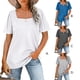 thumbnail image 2 of Camiseta de algodón de manga corta para mujer, blusa holgada informal plisada elegante, Top de vacaciones para primavera y verano, ropa diaria Prendas para la parte del cuerpo Raya gris XXL Jumpingount AP010771-20, 2 of 5