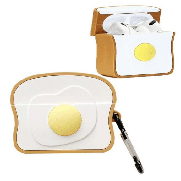 for Compatible with Apple Airpod Pro Case Cover. Flexible Silicone Bluetooth Headset & Earphone Protection, Cute & Stylish 3D Cartoon Design for Kids, Teens, Girls & Boys (Toast)