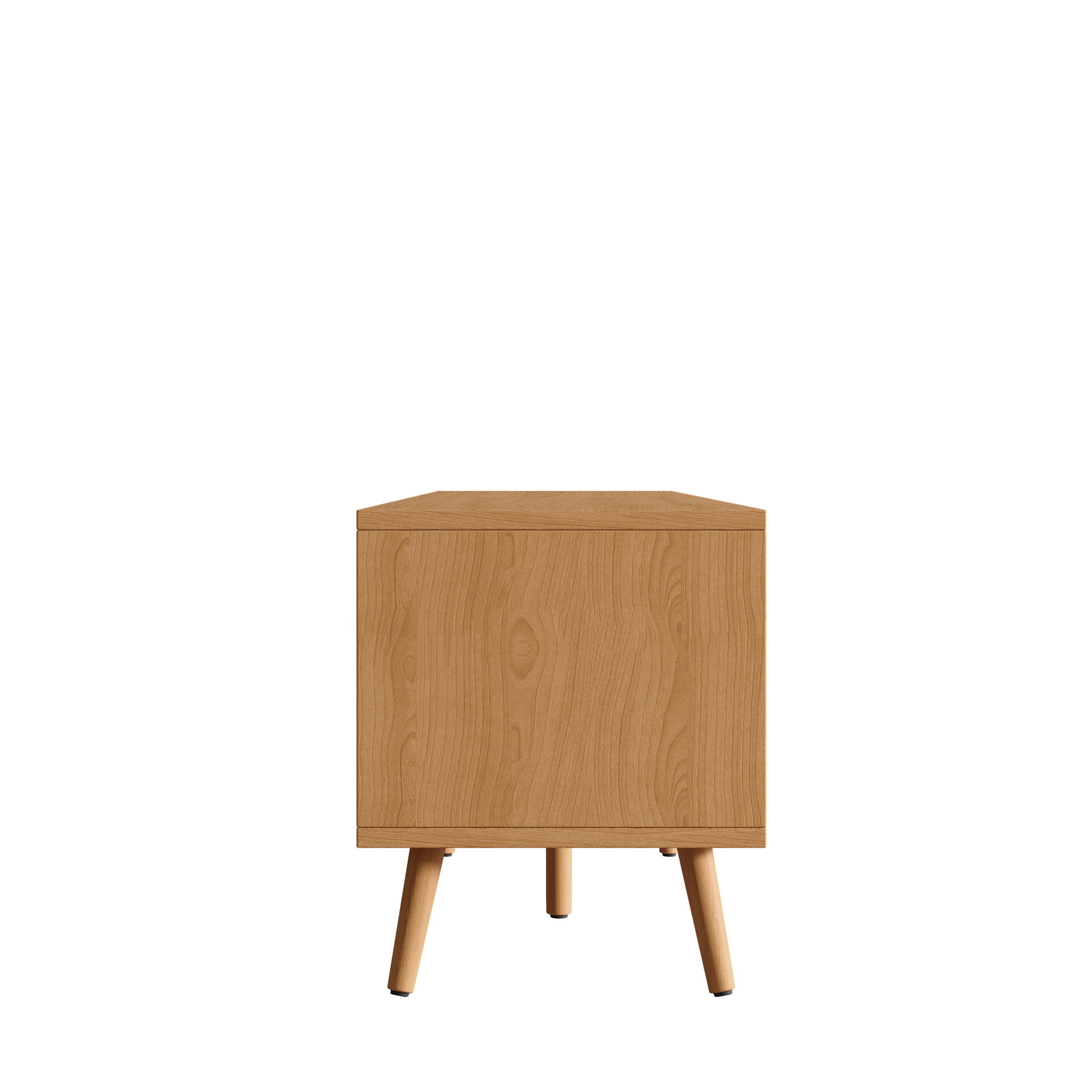 Noble House TV Stand for TVs up to 80" with Rattan Doors and Cable Management, Natural