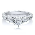 thumbnail image 2 of Gem Stone King 925 Sterling Silver E-F Lab Grown Diamond Ring Set with Moissanite (0.70 Cttw, Size 7), 2 of 2