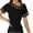 Black-02, variant on Mittory Women's Hollow Out Tee Tops Asymmetrical Neck Short Sleeve Dressy Summer T Shirts