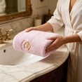 thumbnail image 4 of Soft Fleece Embroidered Bath Towel, Quick Dry Water Absorbent Lint-Free Towel for Home Gym Beach Use,Purple, 4 of 5